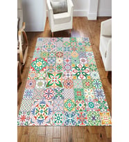 Dijital Kaymaz Taban Yıkanabilir Salon Halısı Mutfak Halısı Koridor Halısı Yolluk ND-HS-301 (Çok Renkli)