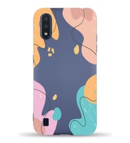 PrintiFy Samsung Galaxy M01 Uyumlu Lansman Kılıf Karışık Renkler Tasarımlı İçi Kadife Kapak (Petrol Mavisi)
