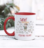 Sınıf Öğretmeni Tasarımlı Kişiye Özel Kupa Bardak (Kırmızı)