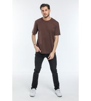 Süperlife Erkek Bisiklet Yaka  Standart &Regular Fit Tişort SPR21Y30 (Kahverengi)