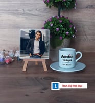 Anestezi Teknisyeni Fotoğraflı Dekoratif Taş, Ahşap Altlıklı Türk Kahvesi Fincanı Hediye (Model 2)