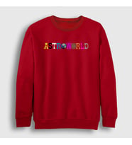 Presmono Unisex Beyaz Astroworld Travis Scott Sweatshirt 45164tt (Kırmızı)