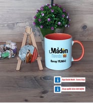 Maden Mühendisi Kupa Bardak Beyaz ve Fotoğraflı Ahşap Anahtarlık Hediye (Model 13)