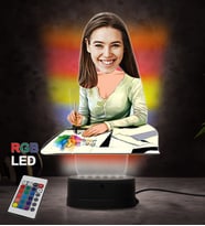 Doğum Günü Hediyesi,Sevgiliye Hediye, Kişiye Özel Fotoğraflı Ressam Karikatür 3D Led Lamba (RGB)