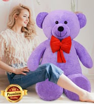 PANDAMKEE 140 cm Kırmızı Papyonlu Ayıcık (Lila)