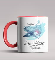 Kişiye Özel Din Kültürü Öğretmeni Tasarımlı Siyah Renk Kupa 3 (Kırmızı)