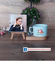Unicorn Fotoğraflı Dekoratif Taş, Kupa Bardak Beyaz Hediye (Model 8)