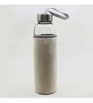 Kişiye Özel İsimli Peluş Kılıflı Cam Matara 500 ml (Beyaz)