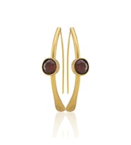 Kadir Jewellery 22 Ayar Altın Kaplama Kadın Taşlı Küpe -El İşçiliği Ve Hipoalerjenik Küpe (Bordo)