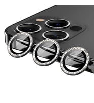 Uyumlu Model Apple iPhone 13 Pro Max Taşlı Kamera Lens Koruyucu Çerçeveli Koruyucu (Siyah)