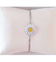 papatyalı bayan gümüş bileklik (Gümüş)