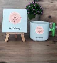 Dünyanın En Güzel Annesi Hediye Seti Kupa Bardak T Kulplu ve Dekoratif Taş Anneye Doğum Günü Anneler Günü Hediyesi (Model 8)