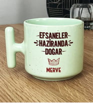 Kişiye Özel Efsaneler Haziranda Doğar Hediye Pastel T Kupa Doğum Günü Hediyesi (Yeşil)