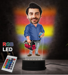 Doğum Günü Hediyesi,Sevgiliye Hediye, Kişiye Özel Fotoğraflı Mimar 3 Karikatür 3D Led Lamba (RGB)