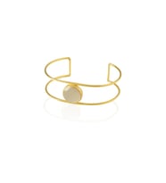 Kadir Jewellery 22 Ayar Altın Kaplama Zirkon Taşlı Ayarlanabilir Vintage Bilezik (Beyaz)