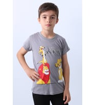 ERKEK ÇOCUK TSHİRT KARAKTER BASKILI BİSİKLET YAKA E36 (Gri)