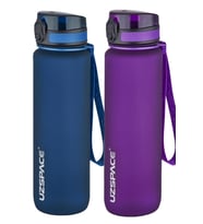 Uzspace 2'li Tritan Matara Seti 1000 ml Büyük Boy 14 Farklı Renk Seçeneği FiftyFifty (Lacivert-Mor)