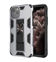 iPhone 11 Pro Max Kılıf Metal Standlı Manyetikli Ultra Koruma (Gri)