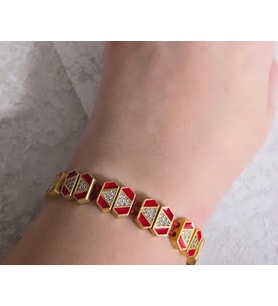 Vıp Gold Mineli Bileklik (Kırmızı)