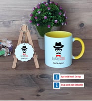 En Cool Baba Kupa Bardak Kırmızı ve Ahşap Anahtarlık Hediye Babaya Hediye (Model 6)