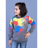 Toontoy Erkek Çocuk Kapüşonlu Renkli Püskürtme Baskılı Sweatshirt (Antrasit Melanj)