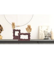 Livava Çerçeve Seramik Vazo İkili Set, Ekru, 21X15 (Kahverengi)