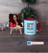 Halaya Hediye Fotoğraflı Dekoratif Taş, Kupa Bardak Beyaz Hediye (Model 2)