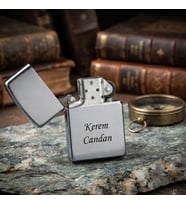 İsme Kişiye Özel Benzinli Metal Çakmak Gümüş Renk