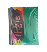 7+3 Ayraçlı Defter 10 Konulu 300 Yaprak 1 Adet 7 Kareli 3 Çizgili Spralli Plastik Kapak Seperatörlü (Yeşil)