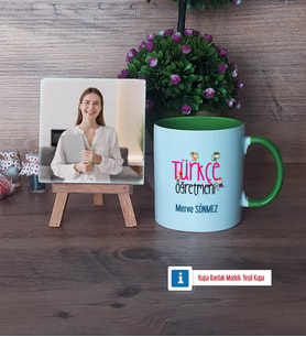 Türkçe Öğretmeni Fotoğraflı Dekoratif Taş, Kupa Bardak Beyaz Hediye (Model 14)