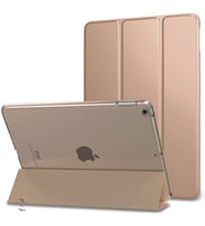 Apple iPad 6. Nesil 9.7 Kılıf PU Deri Smart Standlı Case A1893 A1954 (Gold)