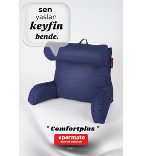 XPERMATE TV Yastığı Kollu Okuma Yastığı Sırt Destek Yastığı Yatakta Oturma Kitap Okuma Yastığı (Lacivert)