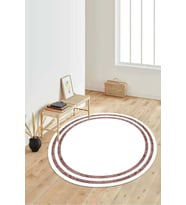 Dijital Baskılı Kaymaz Taban Yıkanabilir Yuvarlak Salon Halısı Koridor Halısı Paspas NDY-SD-299 (Pudra Rengi)