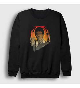 Presmono Unisex Beyaz Hawaii Film Scarface Sweatshirt 250871tt (Siyah)