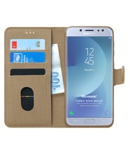 Samsung Galaxy J7 Pro Kılıf Fabric Book Wallet (Gold)