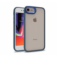 Apple iPhone 7-8 Kılıf Case, Kamera Lens Korumalı Elektroplatin Kaplama Sert PC Koruyucu Colourful Platinum Serisi (Mavi)