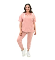 Kadın Kapüşonlu Büyük Beden Eşofman Takımı 3759-23 (Pembe)