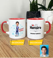 Kişiye Özel Karikatürlü Hemşire Hediye Kupa Bardak Erkek Hemşireye Tıp Bayramı Hediyesi (Pembe)