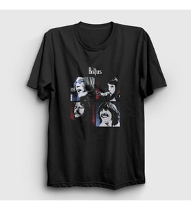 Presmono Unisex Beyaz Band The Beatles T-Shirt 114243tt (Siyah)