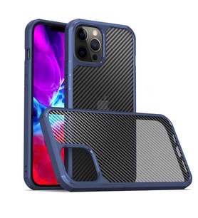 Apple iPhone 12 Pro Max Kılıf Zore İnoks Fiber Yüzey Tasarım Kılıf (Mavi)