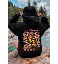 Flower Baskılı Oversize Sweatshirt (Siyah)