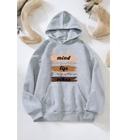 Mind Life Vibes Baskılı Oversize Sweatshirt (Gri)