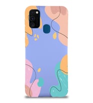 PrintiFy Samsung Galaxy M21 Uyumlu Lansman Kılıf Karışık Renkler Tasarımlı İçi Kadife Kapak (Lila)