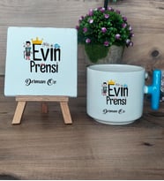 Evin Prensi Hediye Seti Kupa Bardak T Kulplu ve Dekoratif Taş Erkek Kardeşe Abiye Çocuğa Doğum Günü Hediyesi (Model 3)