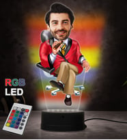 Doğum Günü Hediyesi,Sevgiliye Hediye, Kişiye Özel Fotoğraflı Patron Karikatür 3D Led Lamba (RGB)
