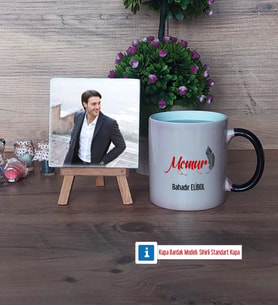 Memur Fotoğraflı Dekoratif Taş, Kupa Bardak Beyaz Hediye (Model 9)