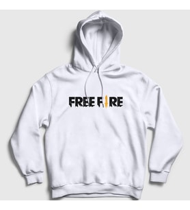 Presmono Unisex Beyaz Logo Free Fire Kapüşonlu Sweatshirt 233551tt (Beyaz)