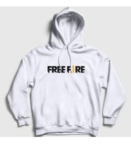 Presmono Unisex Beyaz Logo Free Fire Kapüşonlu Sweatshirt 233551tt (Beyaz)