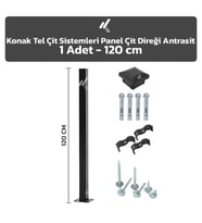 KONAK TEL ÇİT SİSTEMLERİ 1 ADET PANEL ÇİT DİREĞİ 120 CM AKSESUARLAR DAHİL (Antrasit)