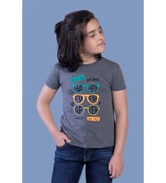 Toontoy Erkek Çocuk Gözlük Baskılı Tişört (Antrasit Melanj)